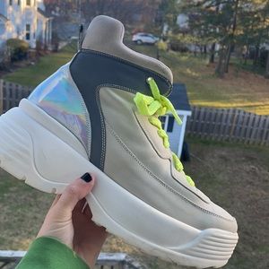 free people chunky winter boots platform hologram